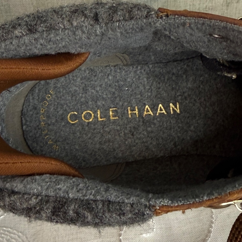 Cole Haan Nantucket Rugged Waterproof Hiker Brown leather ankle Boots Sz snug 6 - Picture 11 of 14